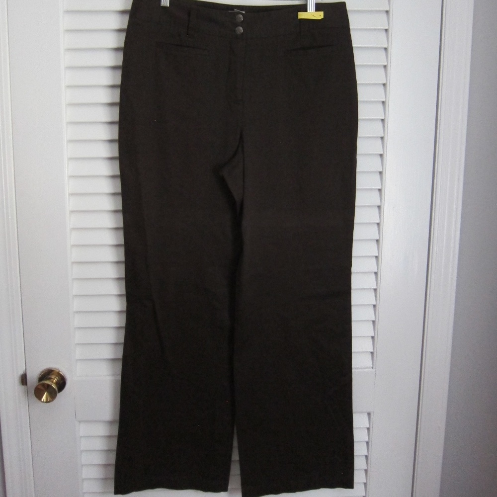 Chico's Brown Straight Leg Pants Double Button Waistband sz 2